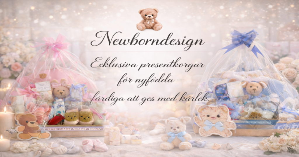 Newborndesign - Exklusiva presentkorgar för nyfödda - färdiga att ges med kärlek.