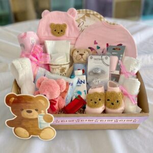 Flicka rosa presentkorg baby